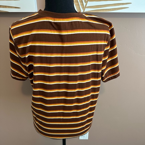 VOLCOM Choice Is Yours Womens Brown & Orange Stripe Tee - Picture 5 of 7